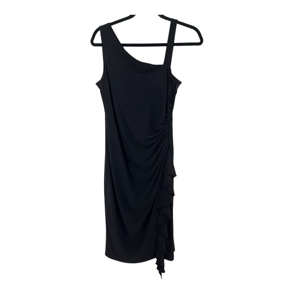 Vince Camuto dress Asymmetrical side ruched black size 8